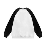 Men Hoodie Color Matching Raglan Long Sleeve Crew Neck Sweater