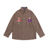 Men Long Sleeved T Shirt Embroidered Shirt Men's Spring and Autumn Long Sleeve Lapel Shirt Outer Wear Loose