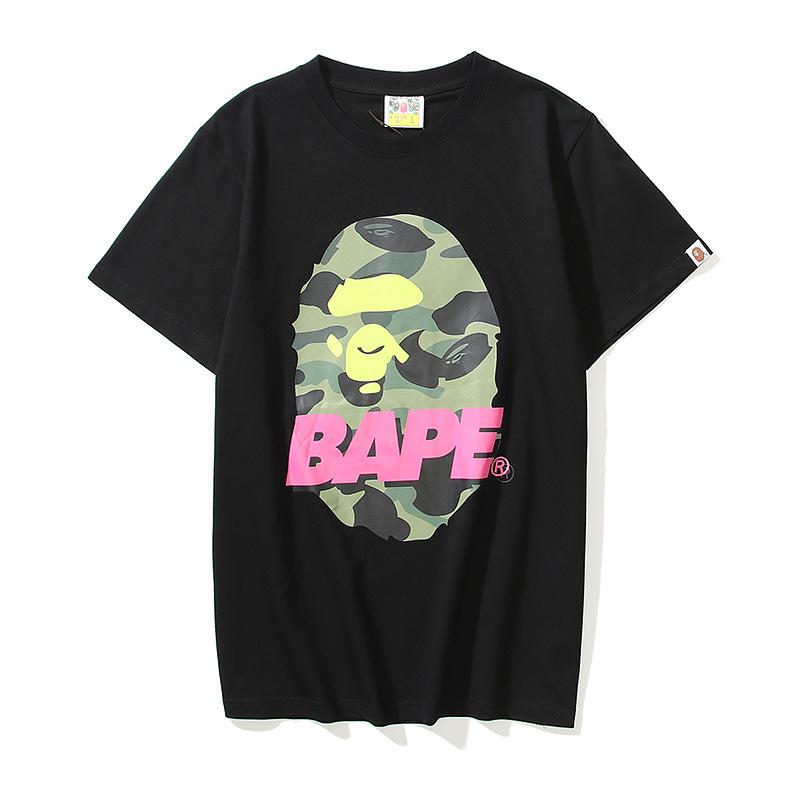 Bathing Ape T Shirt Summer Pink Letter Print Short-Sleeve T-shirt