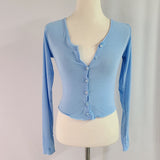 Women Long Sleeve Shirt Cardigan Top Women's Tight Bottoming Shirt