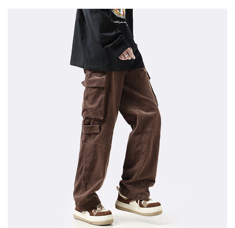 Men Sweatpants Men's Straight Loose Wide Leg Pants Retro Drape Casual