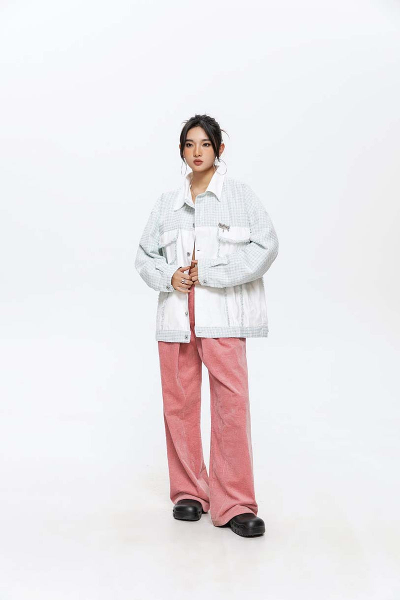 Unisex Jacket Autumn Monochrome Stitching Casual Coat Women's Clothing