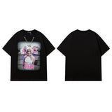 Men T Shirt Cartoon Graffiti Printing Short-Sleeved T-shirt Casual All-Matching Men and Women