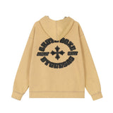Men Hoodie Cross Paste Cloth Embroidery Hooded Jacket