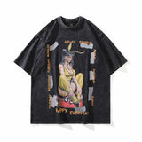 Men T Shirt Vintage Print Short Sleeves Men's and Women's Fashion Brand T-shirt Loose round Neck