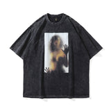 Men T Shirt Portrait Short Sleeve T-shirt Men and Women Street Couple Loose
