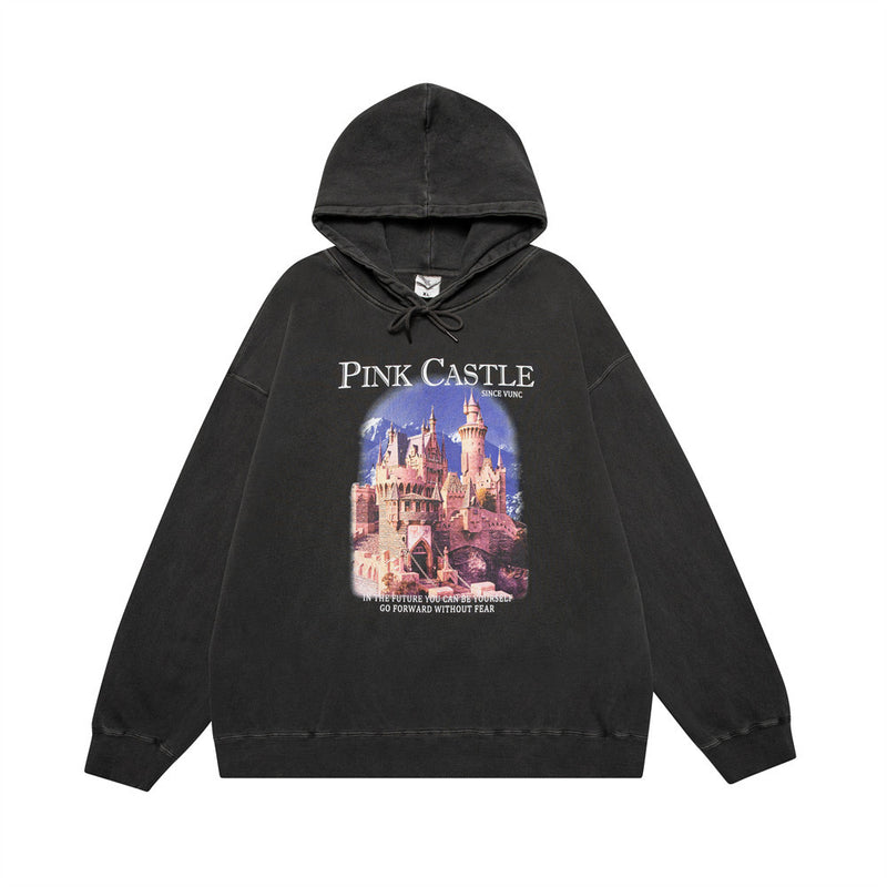Men Hoodie Castle Landscape Printing Sweater Spring and Autumn Men's Casual Long Sleeve Loose