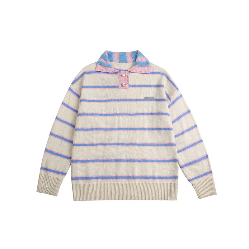 Unisex Sweatshirt Autumn College Style Striped Sweater