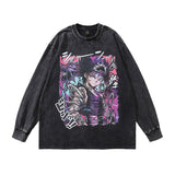Men Long Sleeve Shirt Cartoon Print Bottoming Long Sleeve T-shirt Men and Women Oversize Couple's Tops