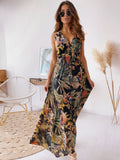 Jungle Print Maxi Dress Summer Print Backless Dress
