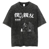 Hip Hop Streetwear Japanese Anime Graphic T Shirt Washed
