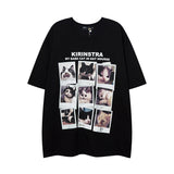 Men T Shirt Kitten Print Short Sleeve T-shirt Hip-Hop Street Loose