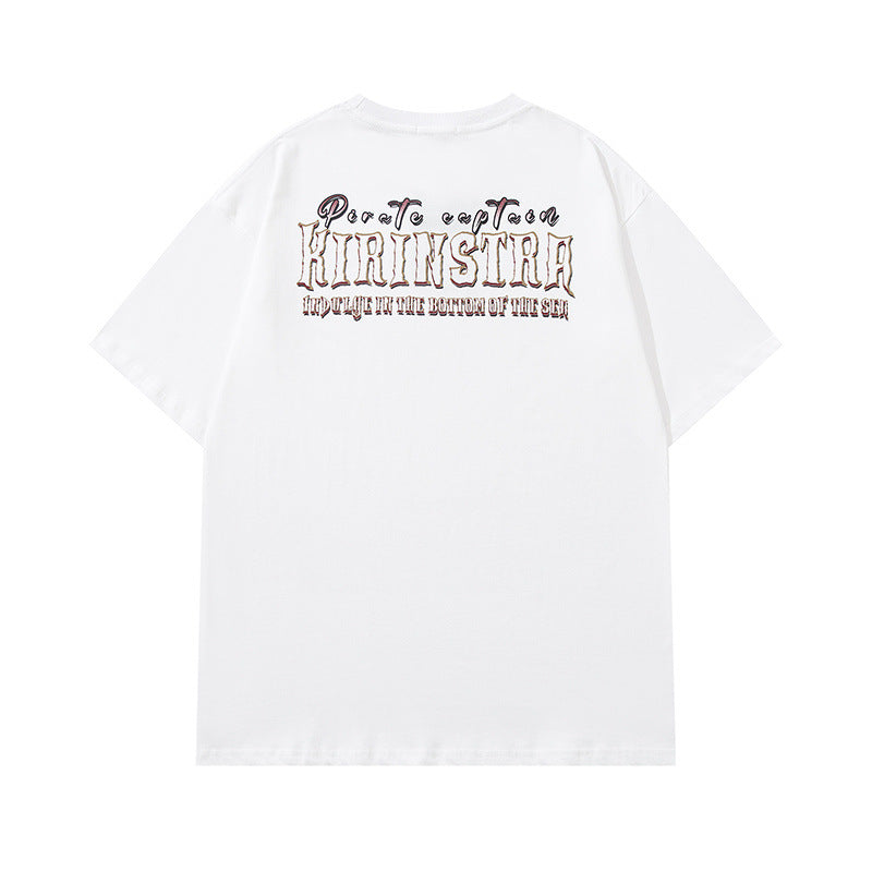 Men's T Shirt Design Short-Sleeved T-shirt Men's and Women's Ins Style Loose Lovers Wild