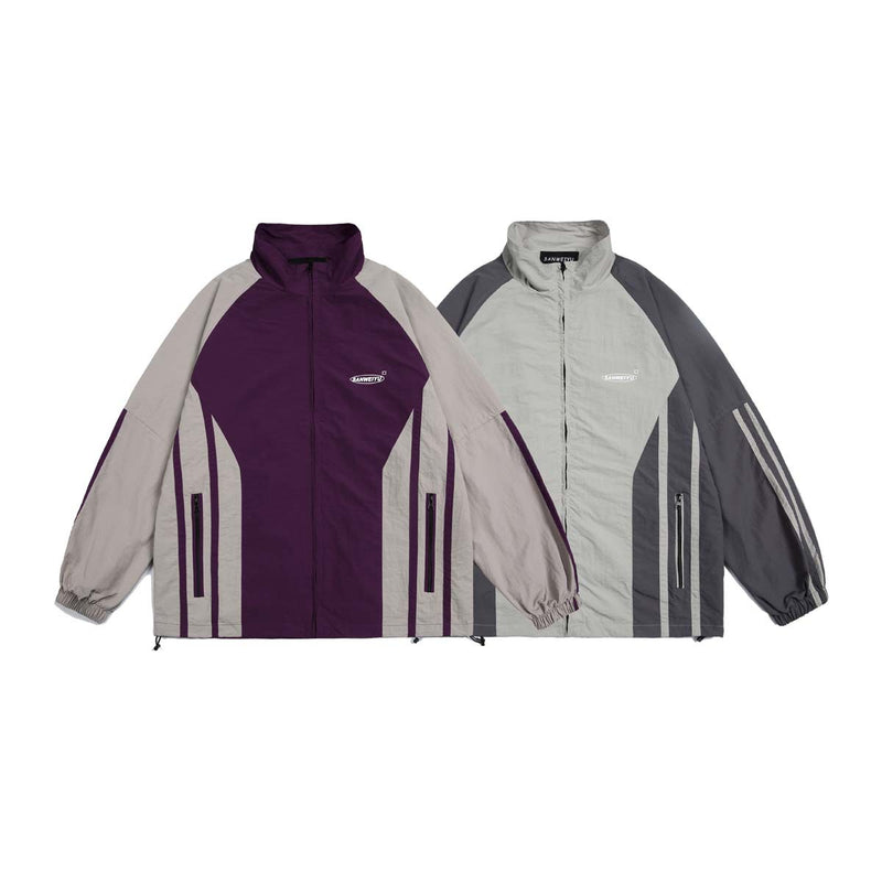 Unisex Jacket Fall Color-Blocking Sports Stand Collar Jacket
