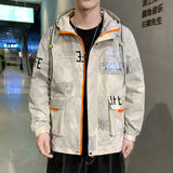 Graffiti Bomber Jacket Men's Spring and Autumn Hooded Jacket