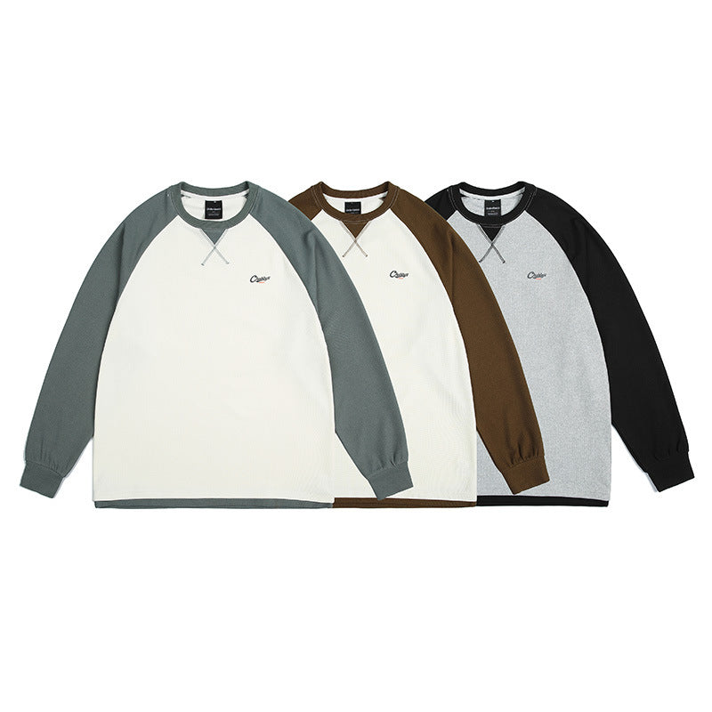 Unisex Hoodie Raglan Sleeve round Neck Men's and Women's Tops Baggy Coat