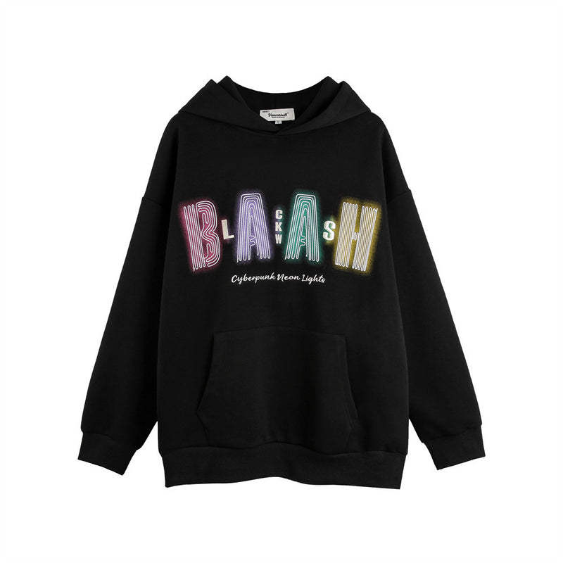 Men Hoodie Five-Pointed Star Spray Painting Printed Hoodie Men's Loose Line Embroidered Hoodie Autumn and Winter