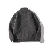 Men Cotton Mixed Jacket Coat Berber Fleece Coat Men's Autumn and Winter Stand Collar Zipped Cotton-Padded Jacket Loose