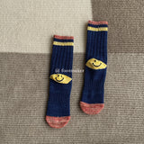 Kapital Sock Hitian Hehong Thick Thread Smiley Face Socks Autumn and Winter Celebrity Thick Knitted Socks Mid-Calf Knitted Wool