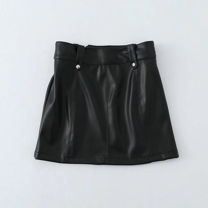 Women Skirt Autumn Zipper Skirt Skirt PU Leather Skirt Women