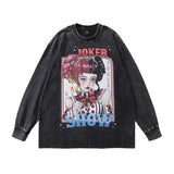 Men Long Sleeve Shirt Vintage Long Sleeve T-shirt Men and Women All-Matching Casual
