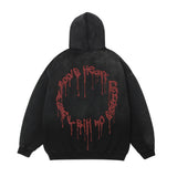 Men Hoodie Tie-Dye Gradient Hooded Coat Men's Autumn Letter Print Washed and Worn Cardigan Sweater