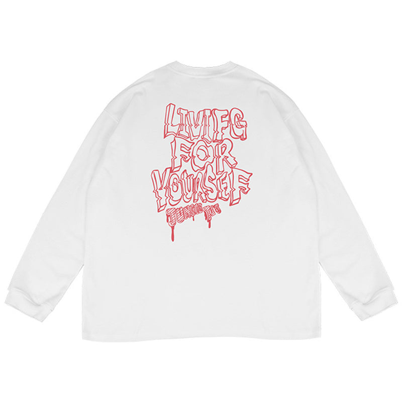 Men Hoodie Letter Print Sweatshirt Men's Casual Loose Pullover Sweater