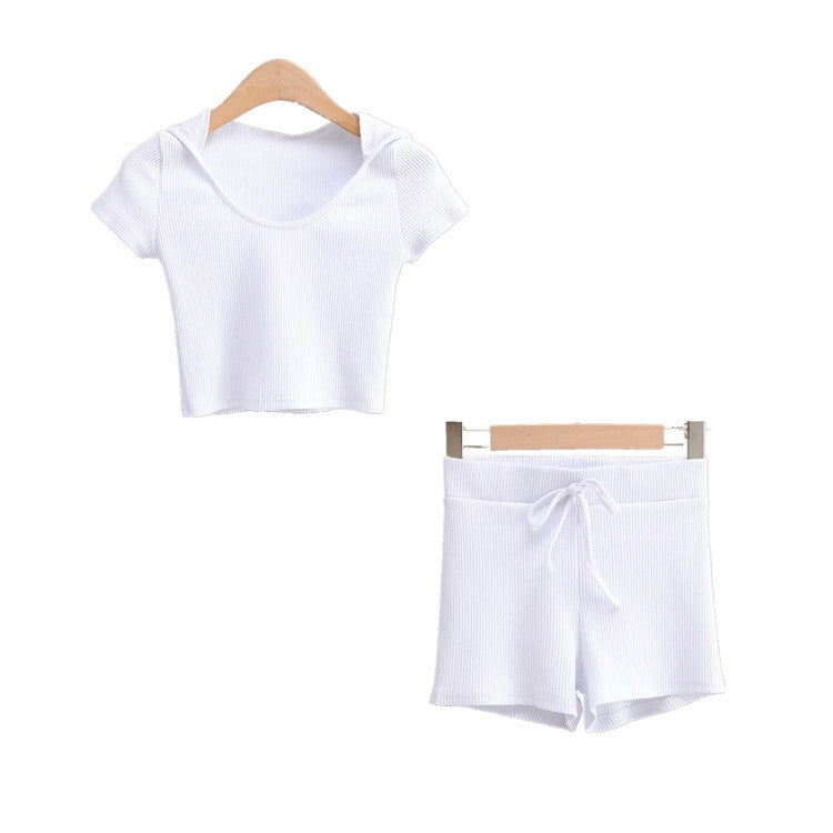 Women T-Shirt Short T-shirt Shorts Casual Sports Knitted