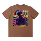 Men T Shirt Retro Fashion Brand Short Sleeve T-shirt Men and Women Loose Pure Cotton Couple