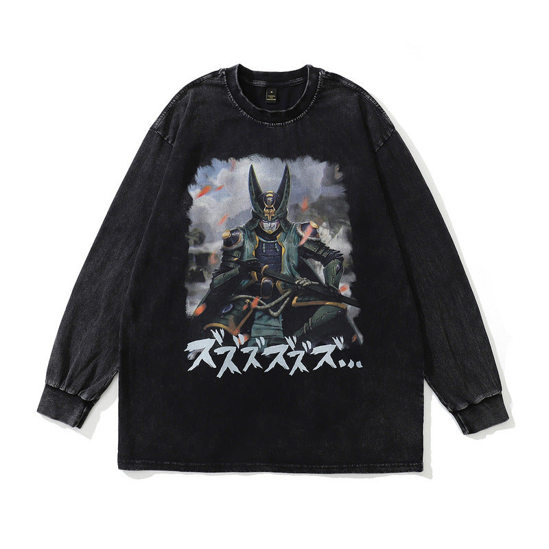 Men Long Sleeve Shirt round Neck Sweater Men's High Street Hiphop Long Sleeve T-shirt