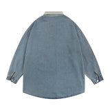 Men Long Sleeve T Shirt Spring and Autumn Long Sleeve Pullover Denim Top Men's Embroidery Letter Polo