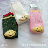 Kapital Sock Heel Smiley Socks Japanese Hiata Hehong Smiley RetroMid-Calf Socks Double Needle Thick Thread