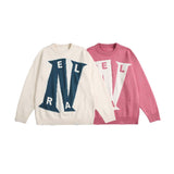 Unisex Sweatshirt Autumn Ripped Letter-Printing round Neck Sweater