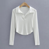 Women T-Shirt Spring Long Sleeve Polo Short T-shirt