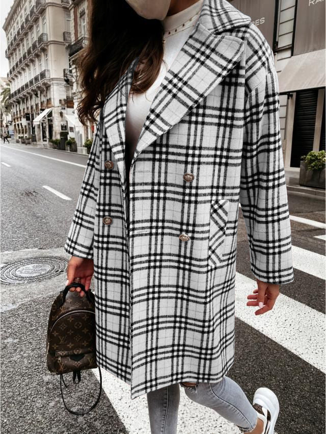 Women's Double-Breasted Woolen Coat
