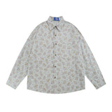 Men Long Sleeved T Shirt Floral Shirt Men Spring and Autumn Leisure Loose Retro