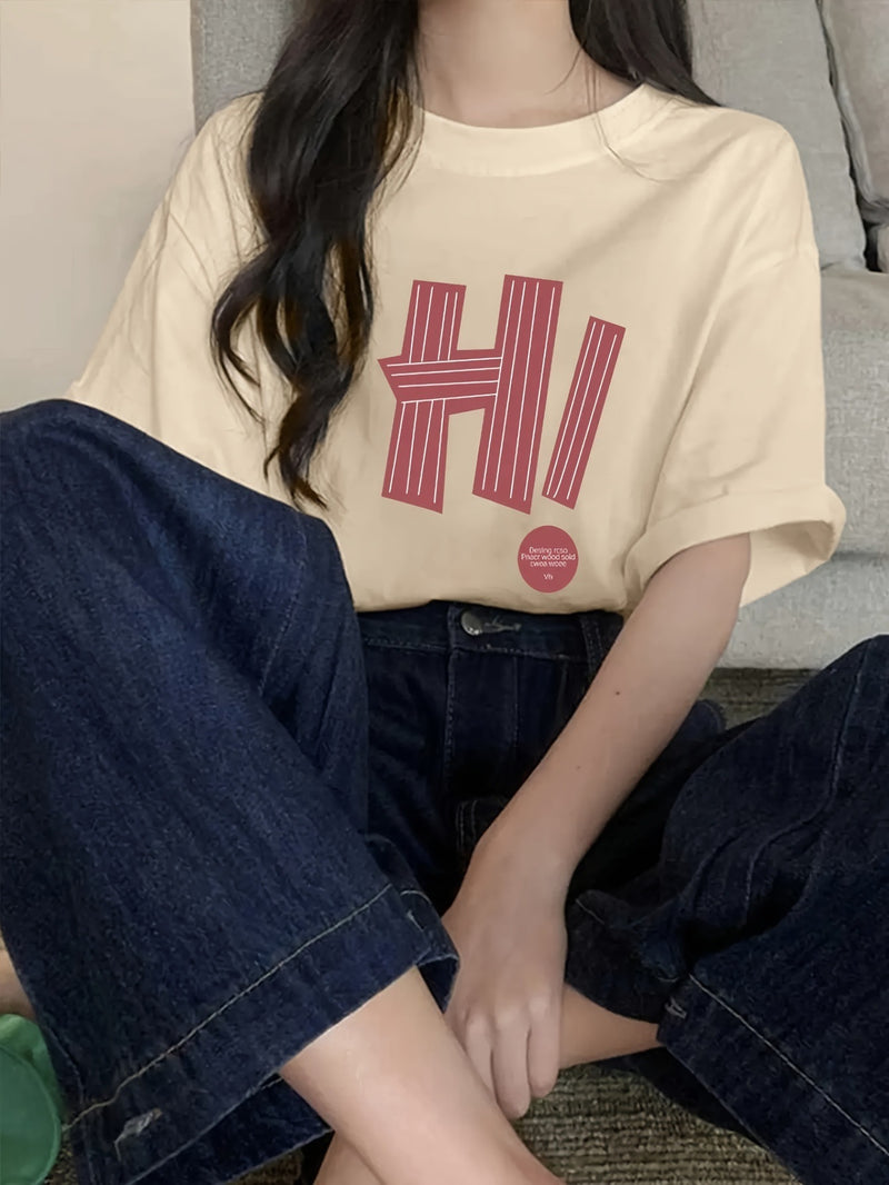 Fashion Women T-shirt Simple Letter