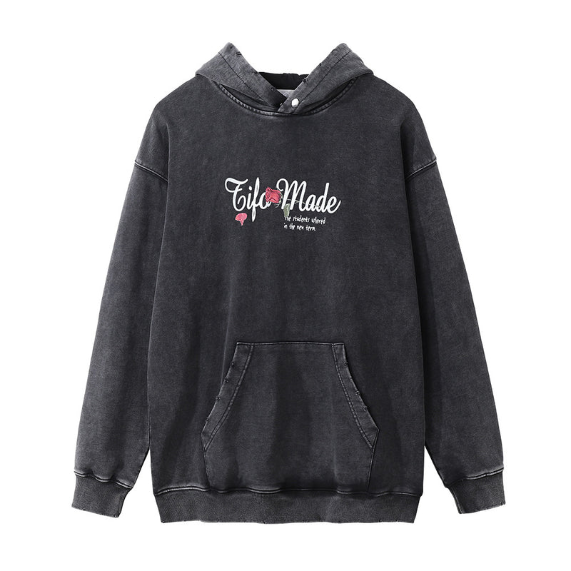 Men Hoodie Printed Hoodie Men's Ins Loose Distressed