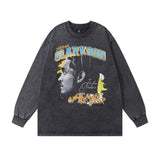 Men Long Sleeve Shirt Hip Hop Retro Vintage Long Sleeve T-shirt Men and Women All-Match Casual Bottoming Top