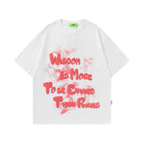 Men T Shirt Letter Short Sleeve T-shirt Men's Retro Loose Pure Cotton Couple