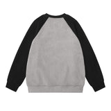 Men Hoodie Raglan Sleeve Crew Neck Pullover Sweatshirt Stitching Five-Pointed Star Printed Spring and Autumn Loose Top