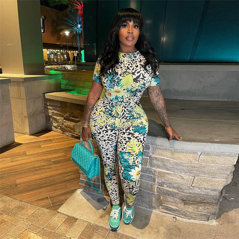 Women Jumpsuit Fall Women's Clothing Digital Printing Sports One-Piece Trousers