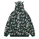 Men Fleece Lined Hoodie Camouflage Cardigan Sweater Men's Autumn and Winter High Street Zip Long Sleeve Coat