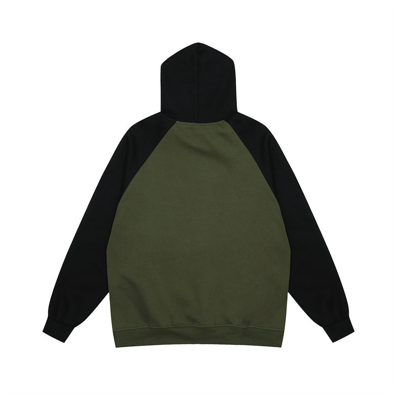Men Hoodie Letter Hooded Sweater Men Vibe Loose Casual Multicolor Raglan Sleeve Pullover