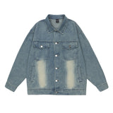 Men Denim Jacket Denim Jacket Men's Spring and Autumn Washed-out Vintage Loose Lapels Jacket