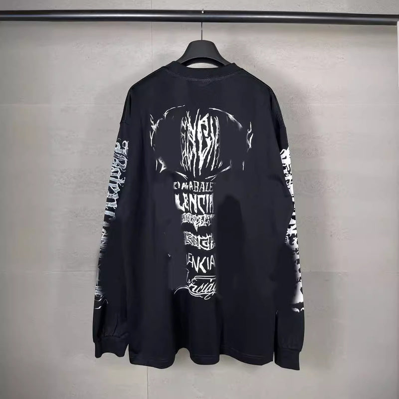 Men T-shirts Paris Year of the Dragon Printed Long Sleeve T-Shirt Loose Casual