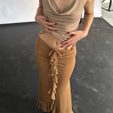 Women Skirt Spring Fashion Pleated Ruffled Skirt