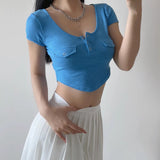 Women T-Shirt Short Sleeve Tight T-shirt Top