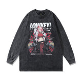 Men Long Sleeve Shirt Tkpa Harajuku Street Washed and Worn Long Sleeve T-shirt High Street Two-Dimensional Dark Anime Base Hoodie Men and Women Fashion