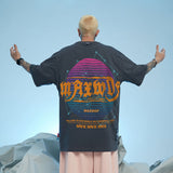 Men T Shirt Letter Print Short-Sleeve T-shirt Men's Loose Couple Casual All-Matching